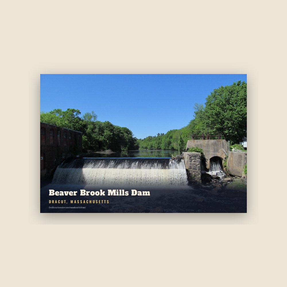 Dracut Beaver Brook Mills Dam Postcard