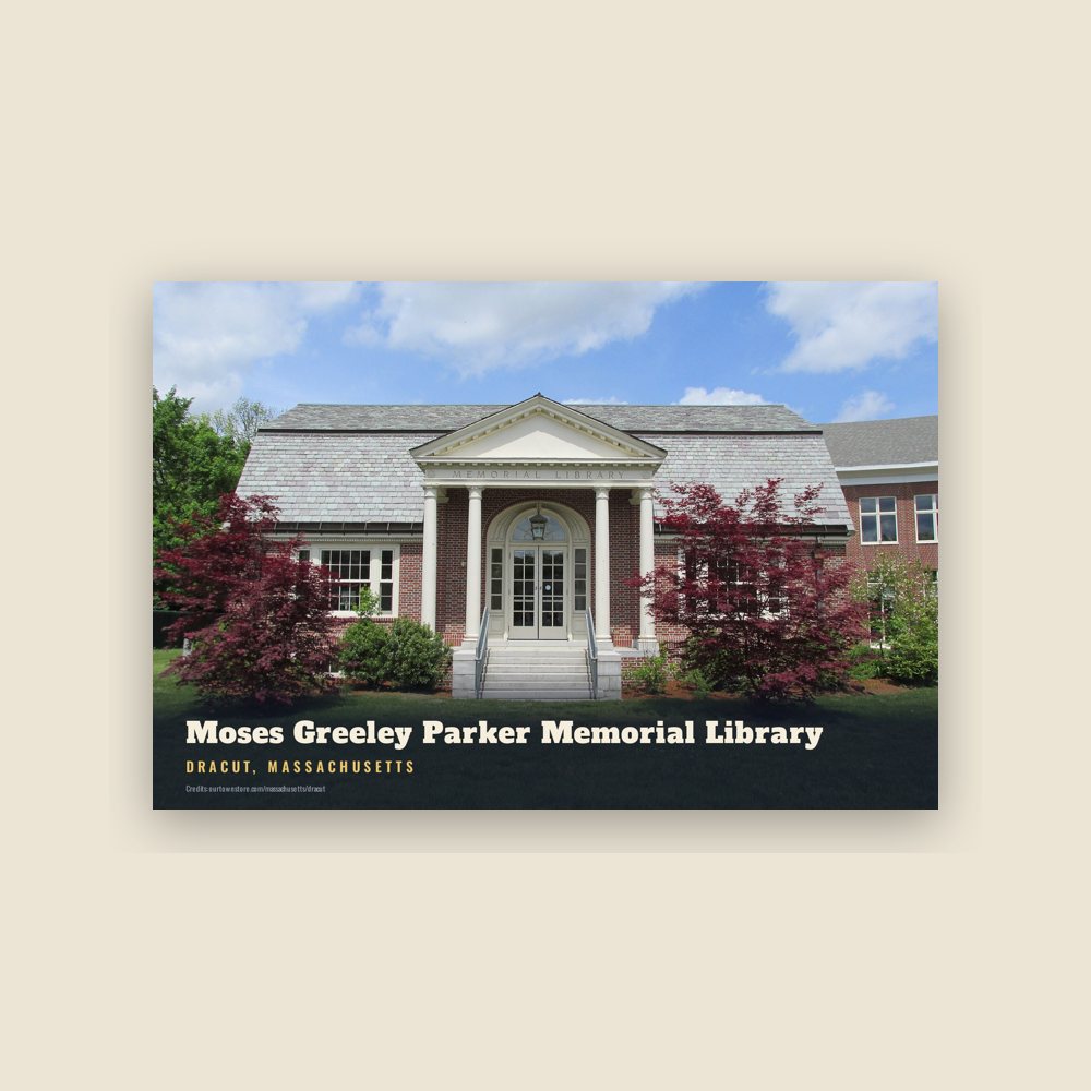 Dracut Moses Greeley Parker Memorial Library Postcard