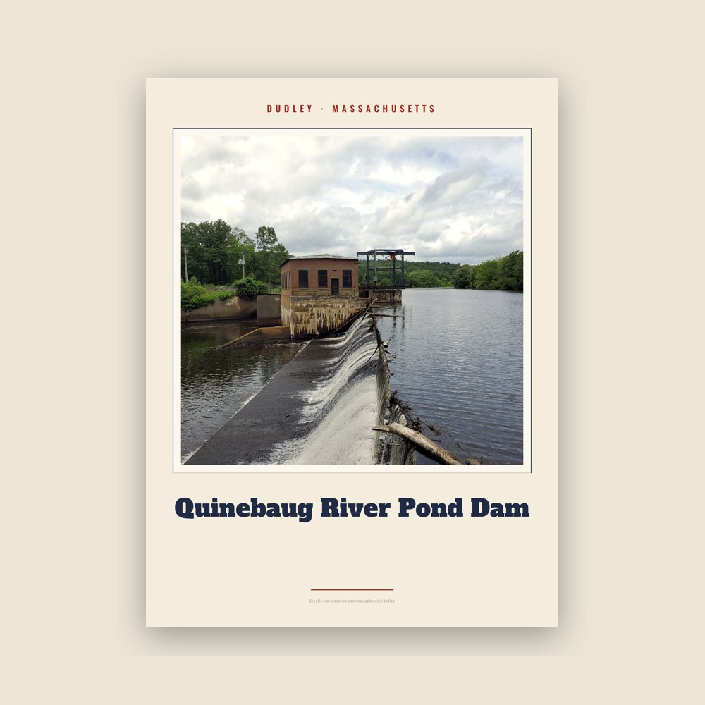 Dudley Quinebaug River Pond Dam Landmark Print