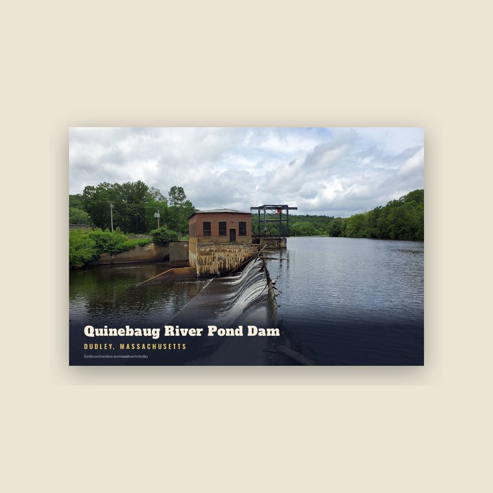 Dudley Quinebaug River Pond Dam Postcard