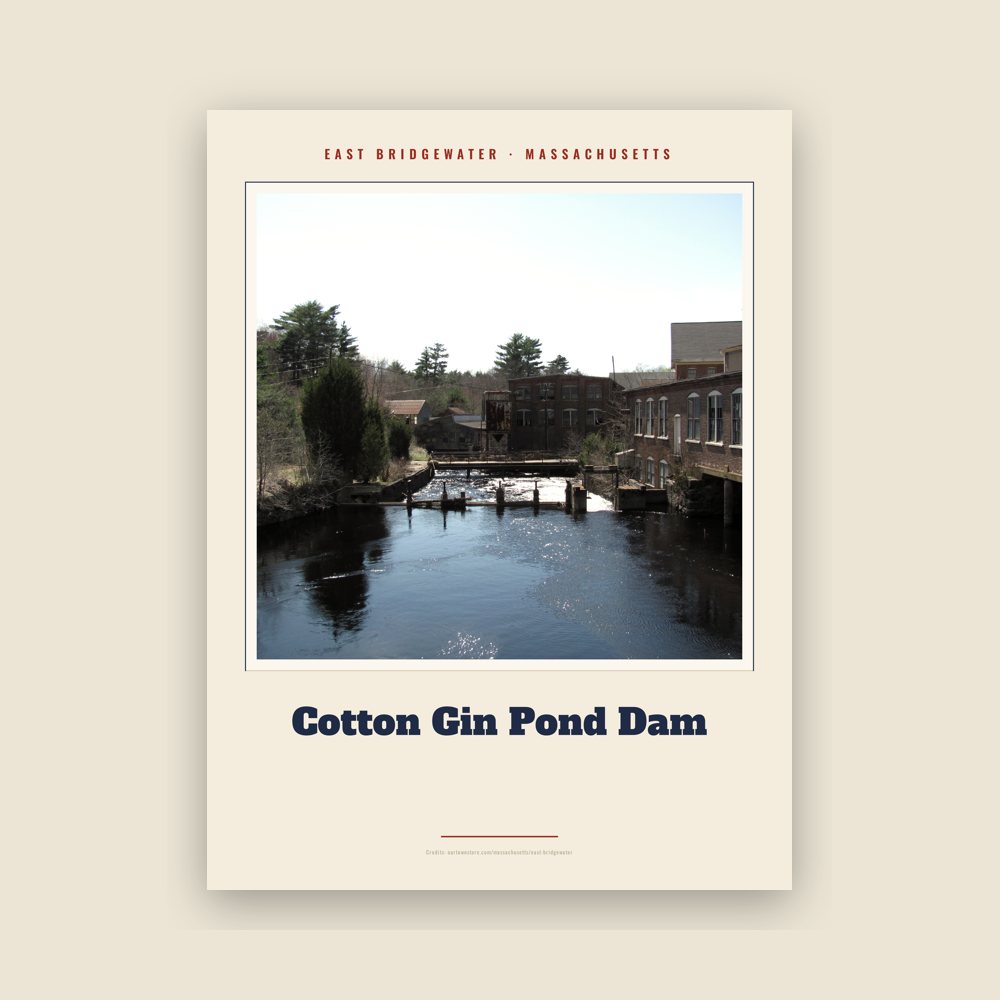 East Bridgewater Cotton Gin Pond Dam Landmark Print