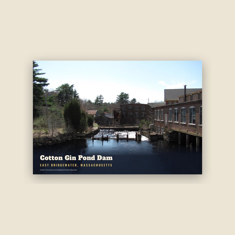 East Bridgewater Cotton Gin Pond Dam Postcard