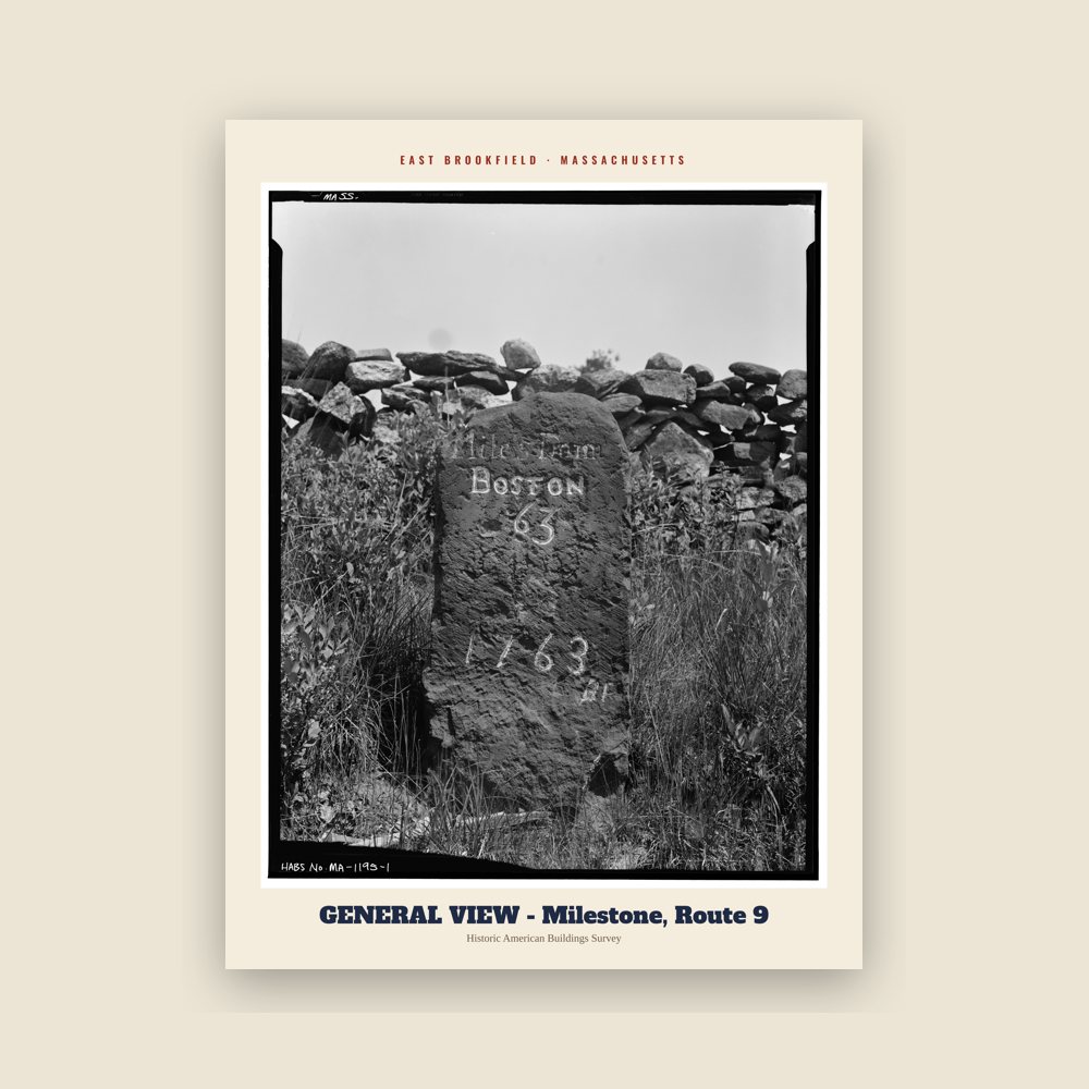 East Brookfield GENERAL VIEW - Milestone, Route 9 Archive Print