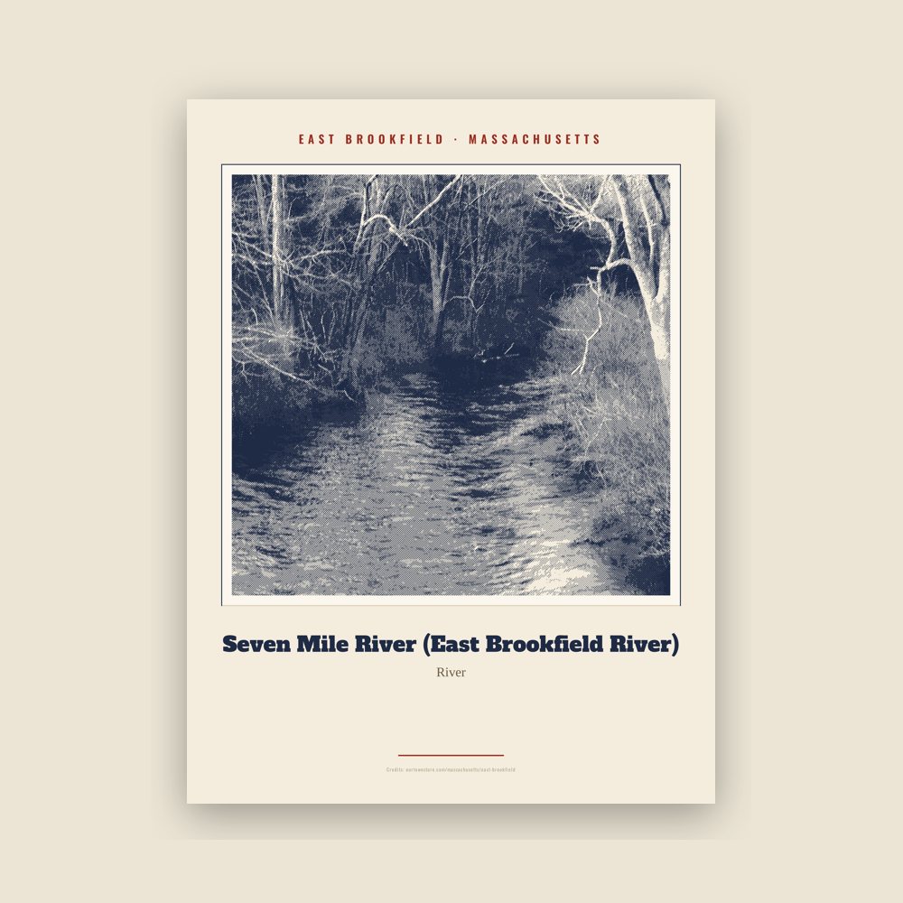 East Brookfield Seven Mile River (East Brookfield River) Landmark Print