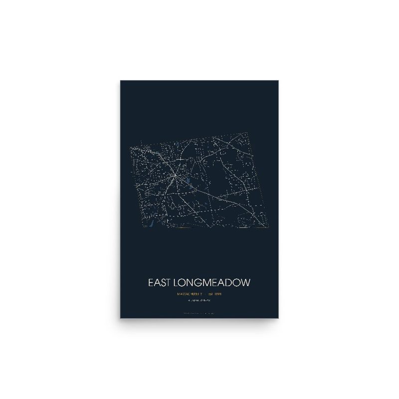 East Longmeadow Street Map Poster · Midnight