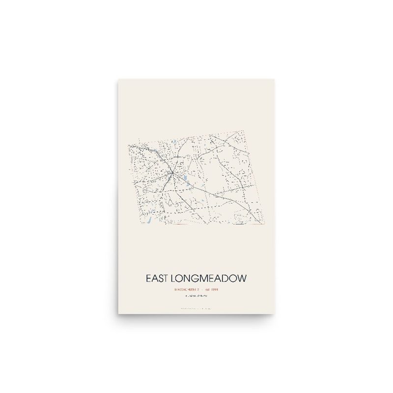 East Longmeadow Street Map Poster · Linen
