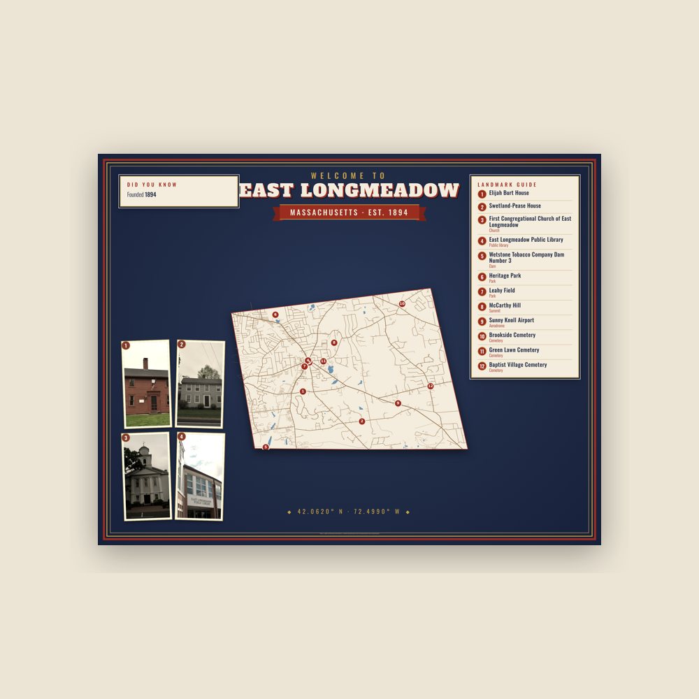 East Longmeadow Map Placemat