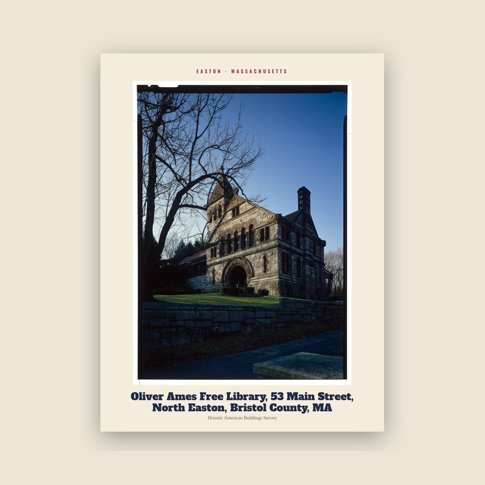 Easton Oliver Ames Free Library, 53 Main Street, North Easton, Bristol County, MA Archive Print