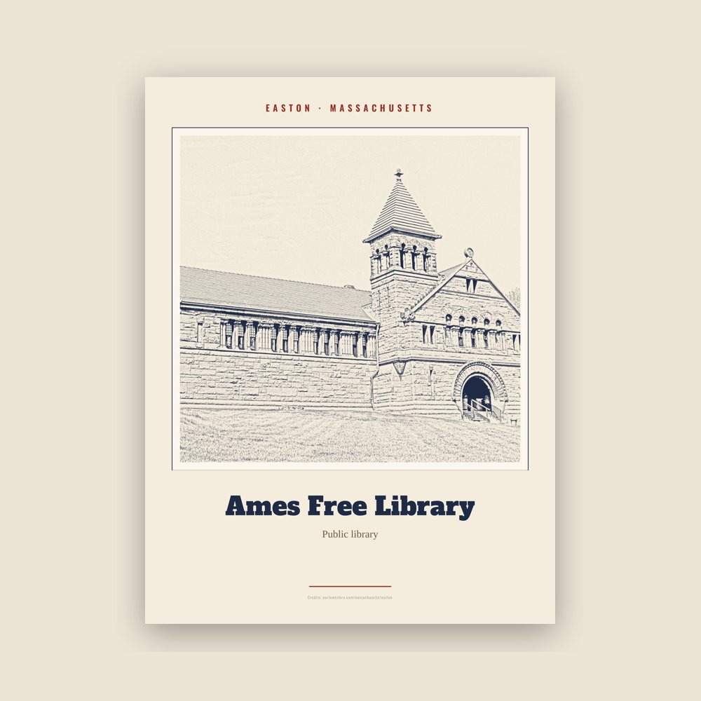 Easton Ames Free Library Landmark Print