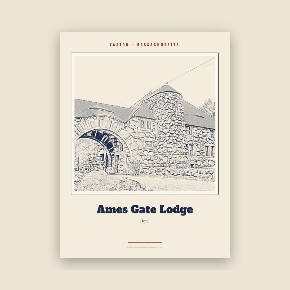 Easton Ames Gate Lodge Landmark Print