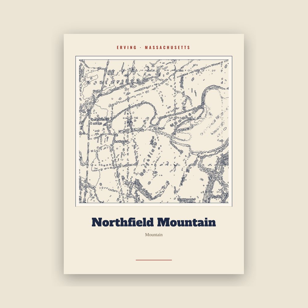 Erving Northfield Mountain Landmark Print