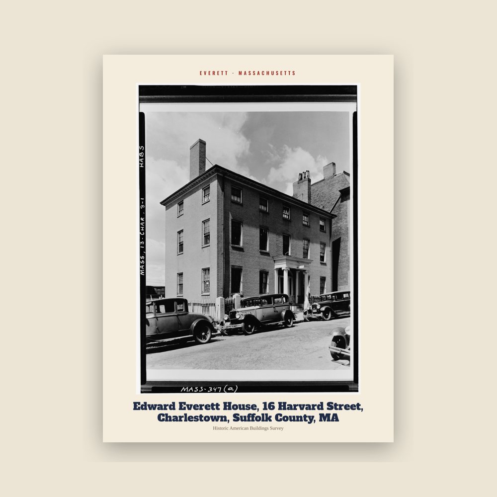 Everett Edward Everett House, 16 Harvard Street, Charlestown, Suffolk County, MA Archive Print