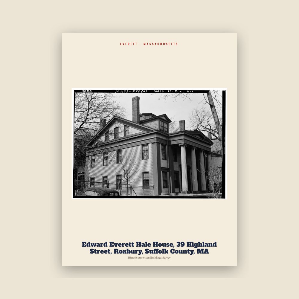 Everett Edward Everett Hale House, 39 Highland Street, Roxbury, Suffolk County, MA Archive Print