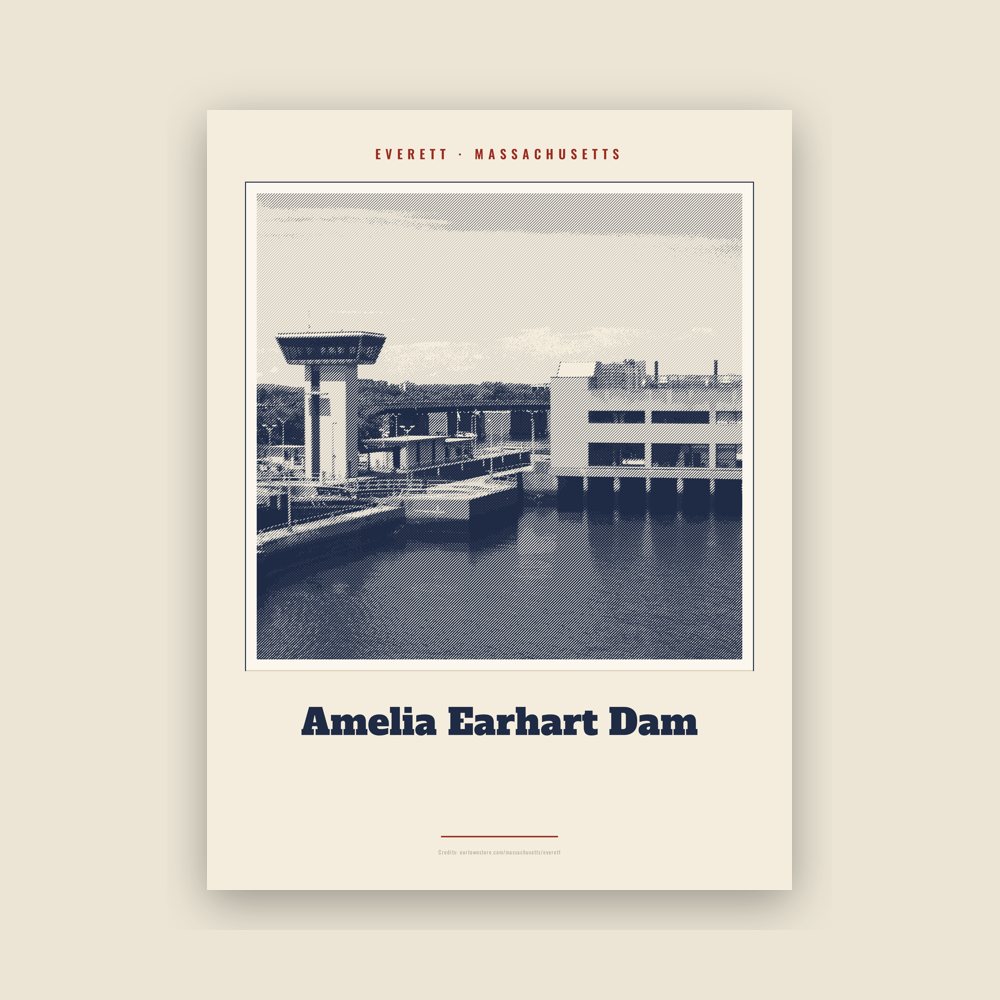 Everett Amelia Earhart Dam Landmark Print