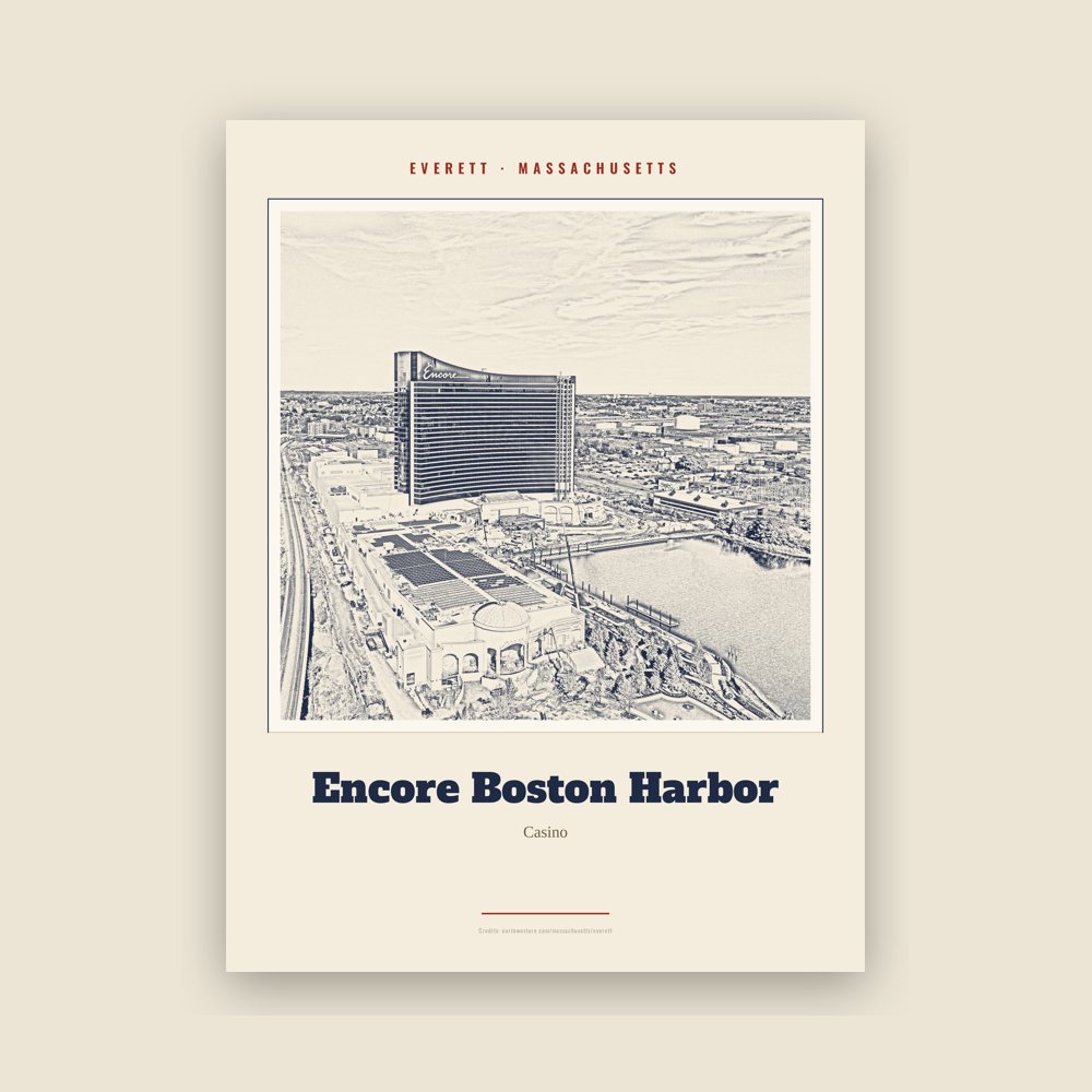 Everett Encore Boston Harbor Landmark Print