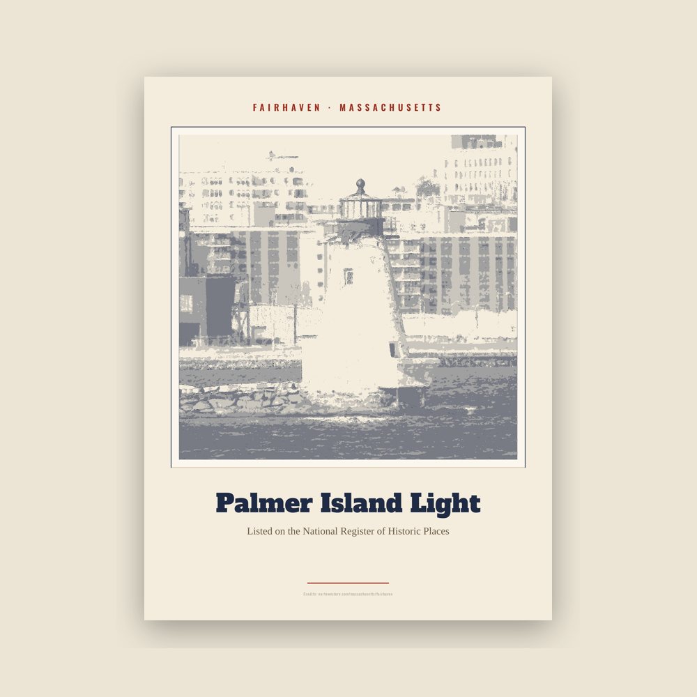 Fairhaven Palmer Island Light Landmark Print