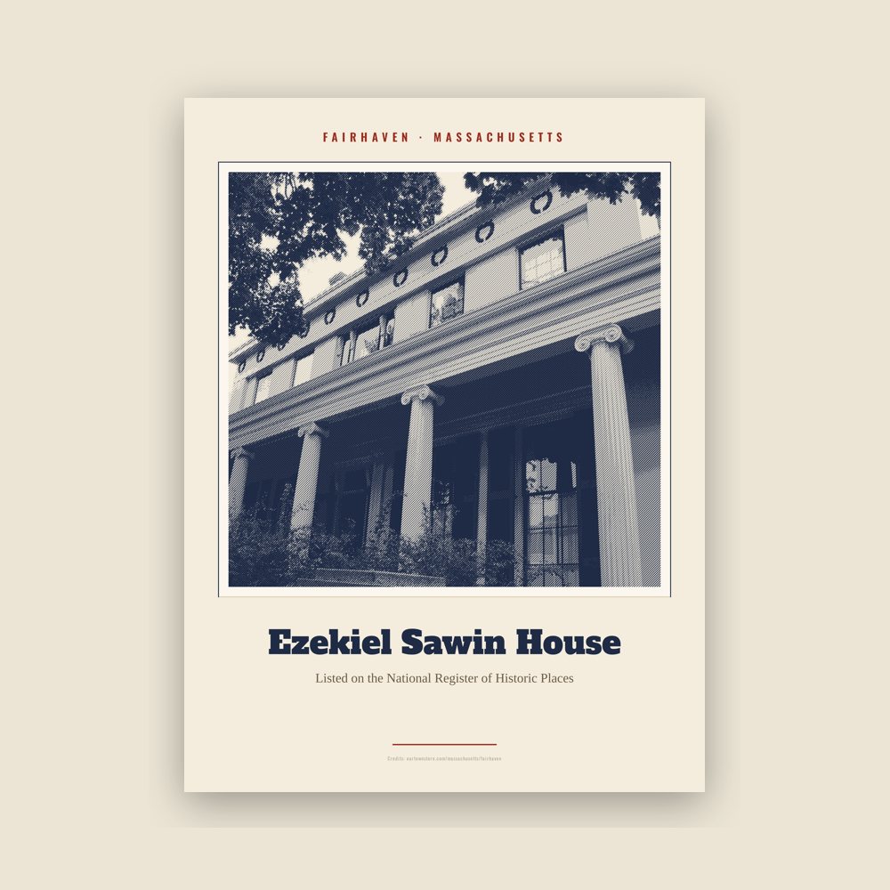 Fairhaven Ezekiel Sawin House Landmark Print