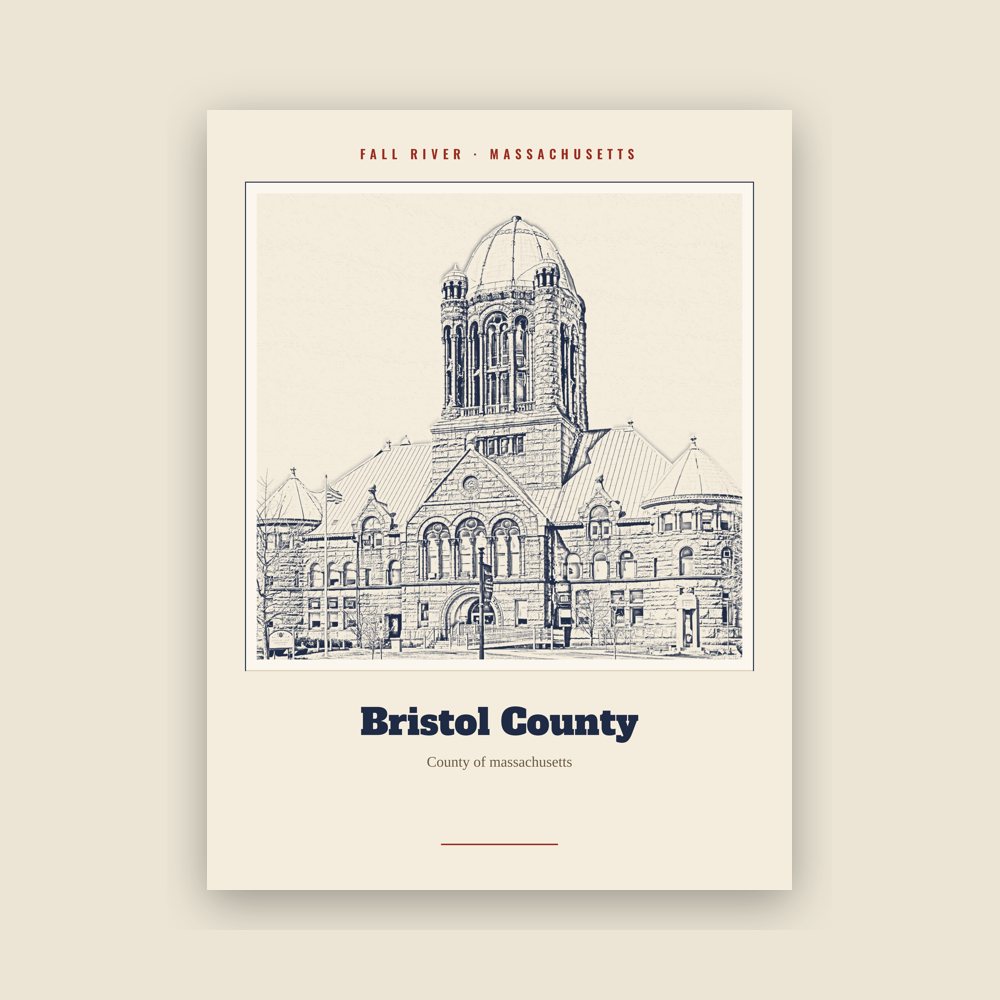 Fall River Bristol County Landmark Print