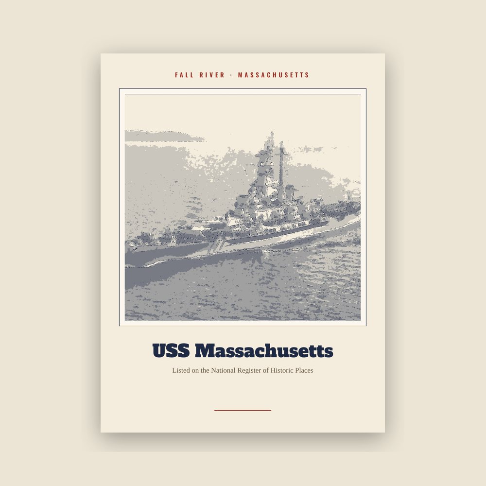 Fall River USS Massachusetts Landmark Print