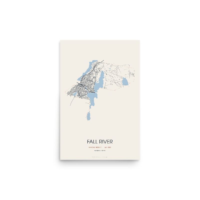 Fall River Street Map Poster · Linen