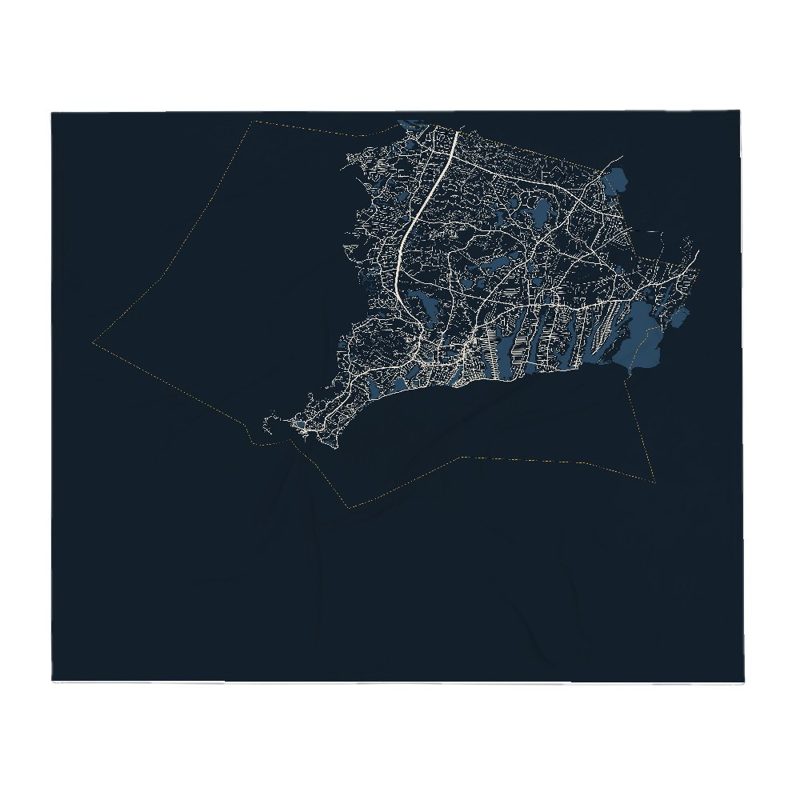 Falmouth Street Map Throw Blanket