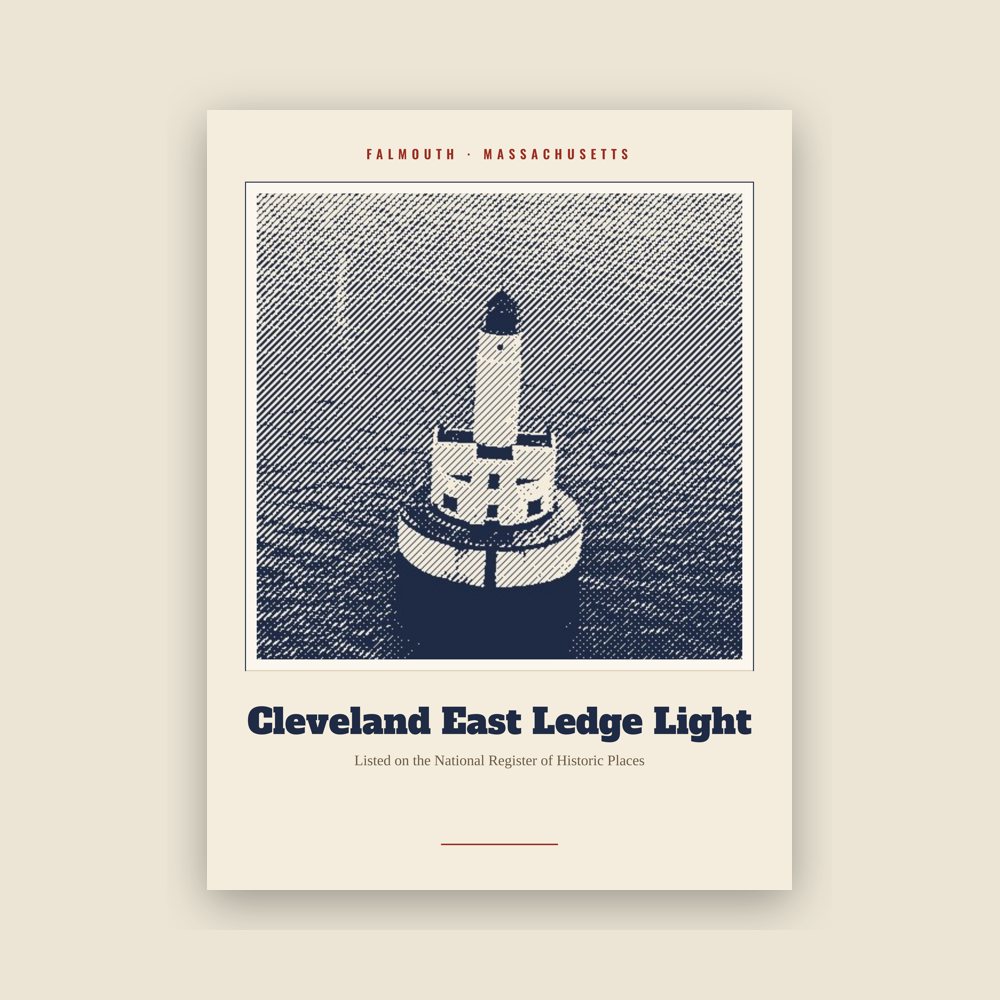 Falmouth Cleveland East Ledge Light Landmark Print