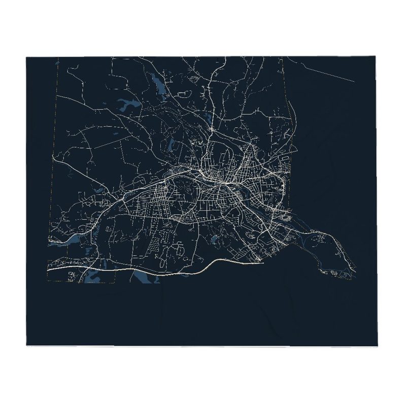 Fitchburg Street Map Throw Blanket