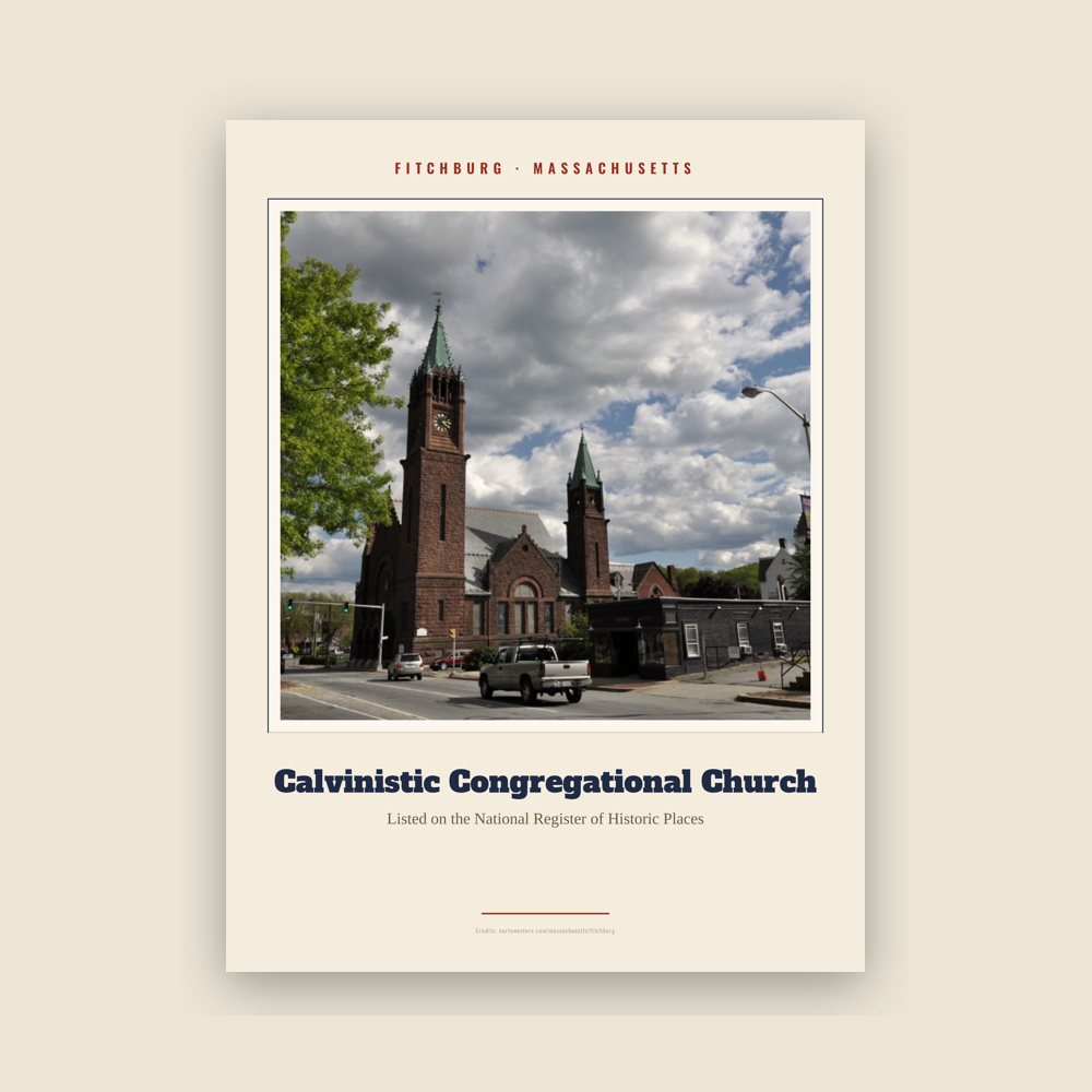 Fitchburg Calvinistic Congregational Church Landmark Print
