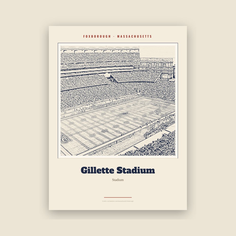 Foxborough Gillette Stadium Landmark Print