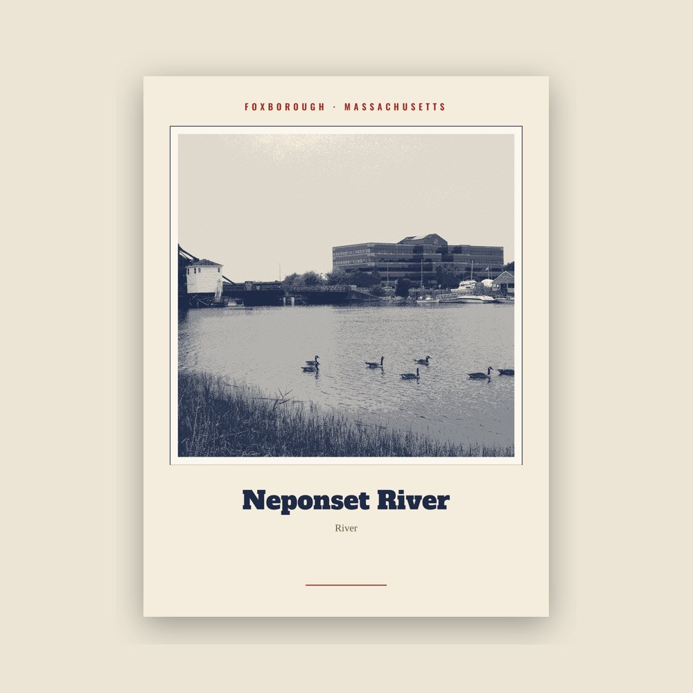 Foxborough Neponset River Landmark Print