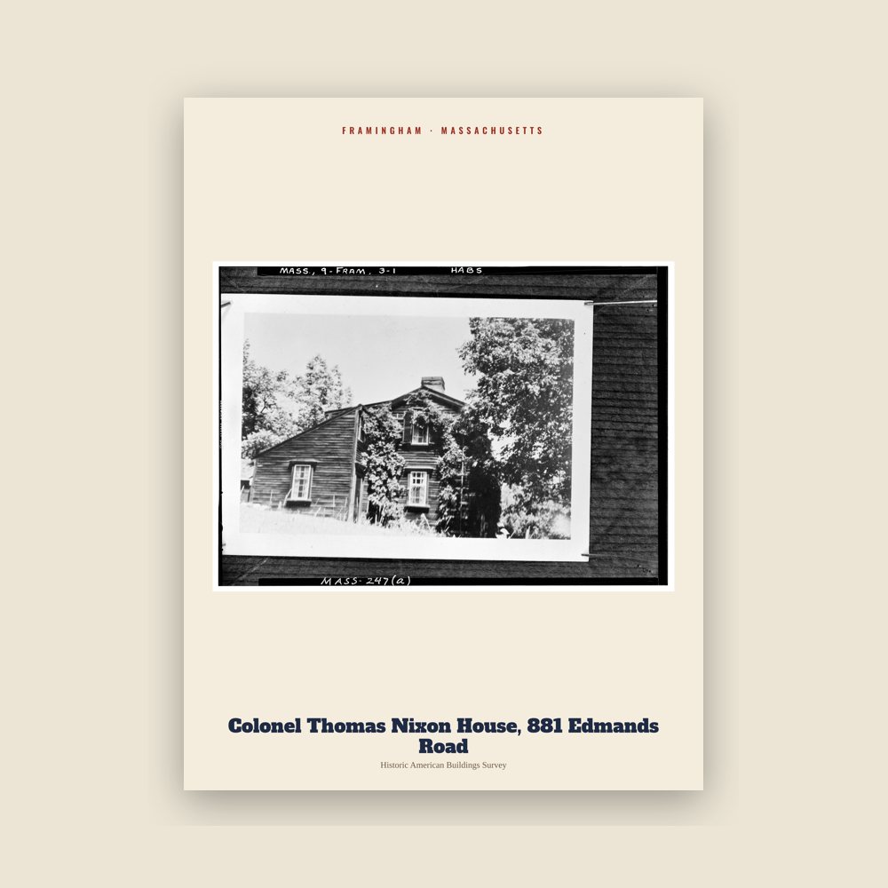 Framingham Colonel Thomas Nixon House, 881 Edmands Road Archive Print