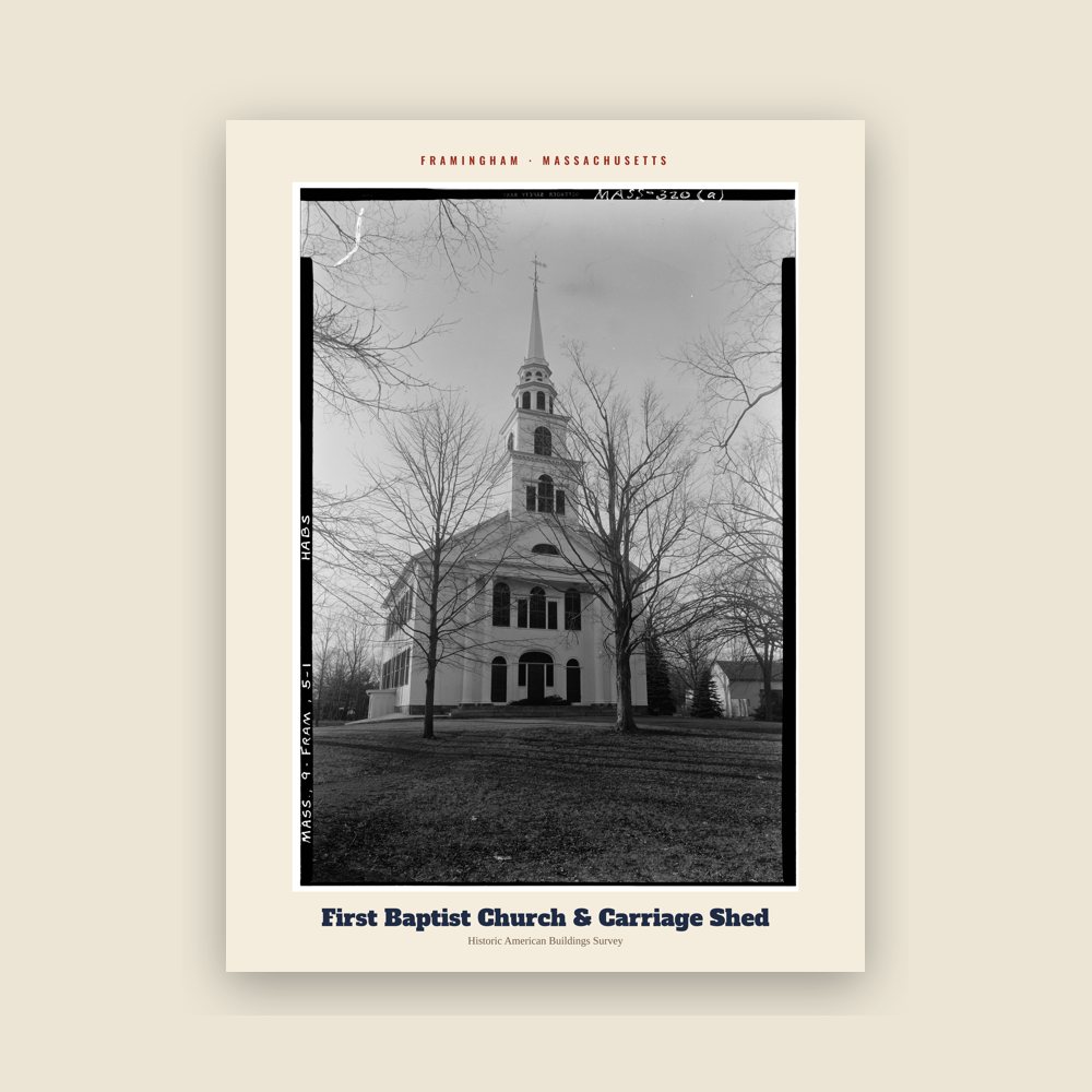 Framingham First Baptist Church & Carriage Shed Archive Print