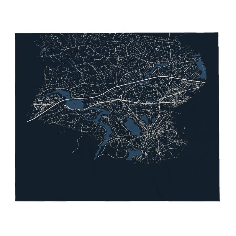 Framingham Street Map Throw Blanket