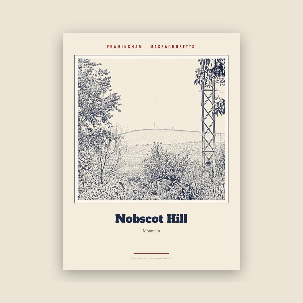 Framingham Nobscot Hill Landmark Print