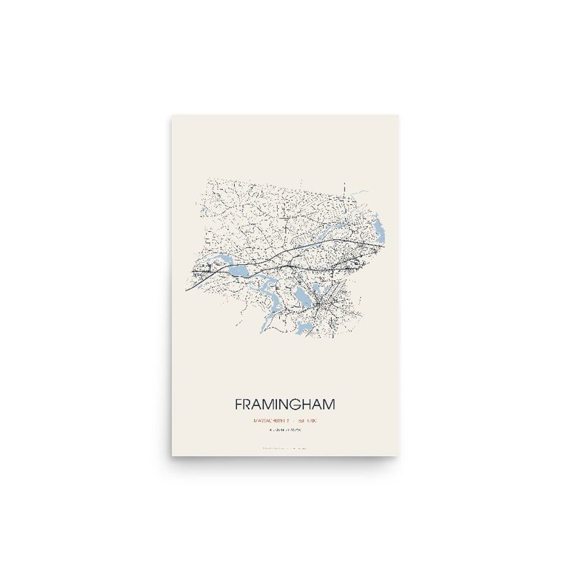 Framingham Street Map Poster · Linen