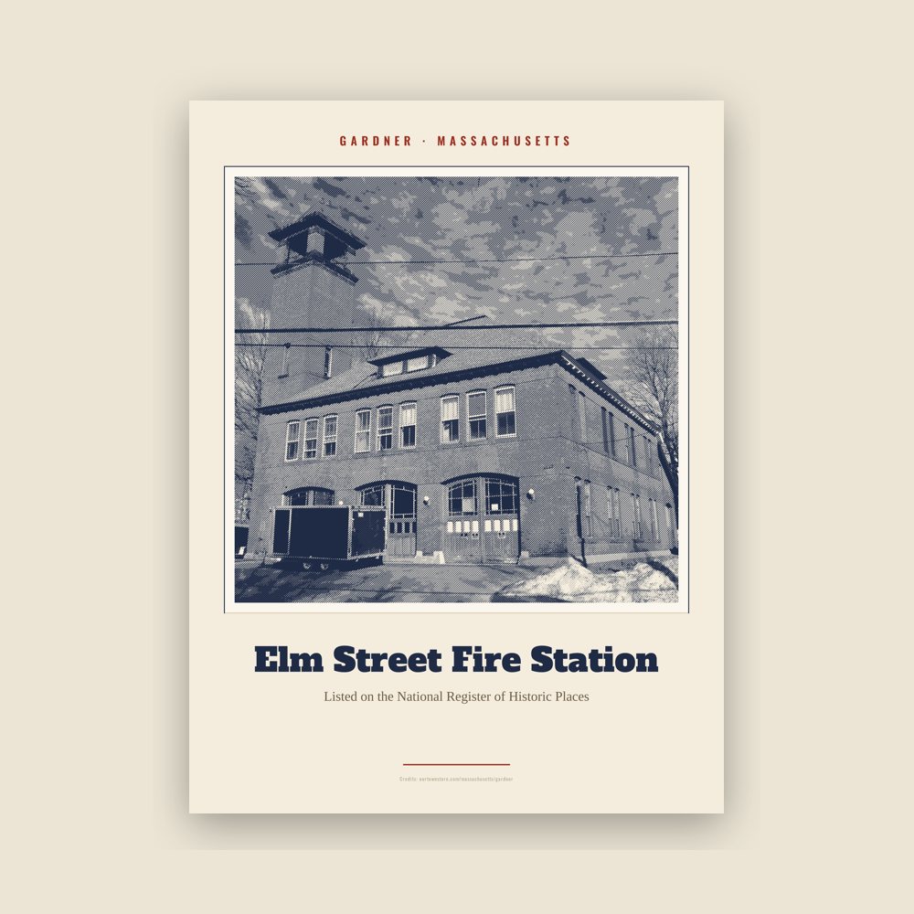 Gardner Elm Street Fire Station Landmark Print