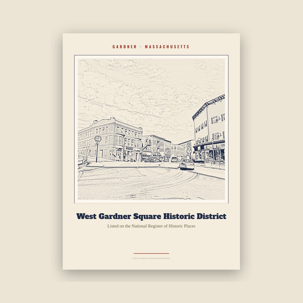 Gardner West Gardner Square Historic District Landmark Print