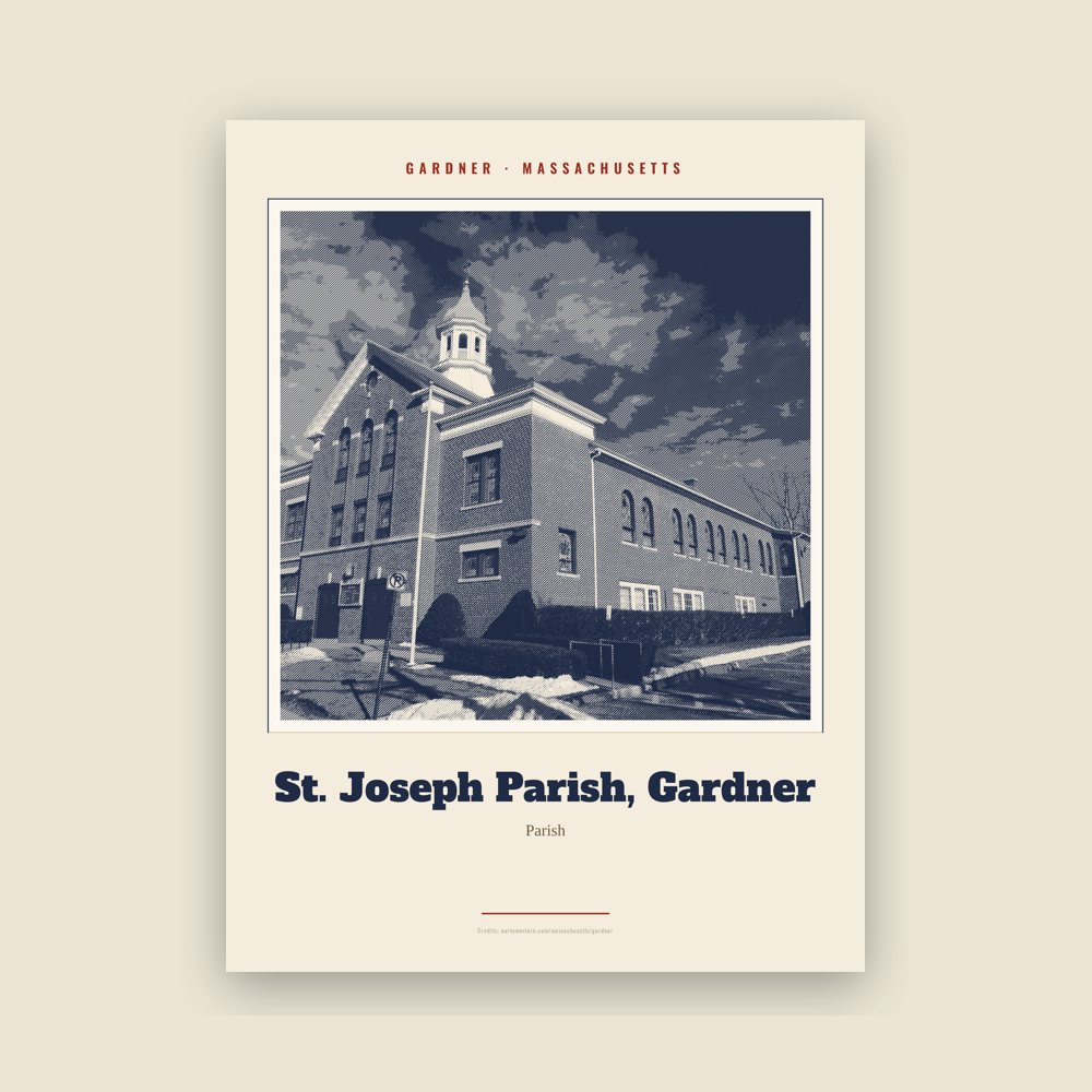 Gardner St. Joseph Parish, Gardner Landmark Print