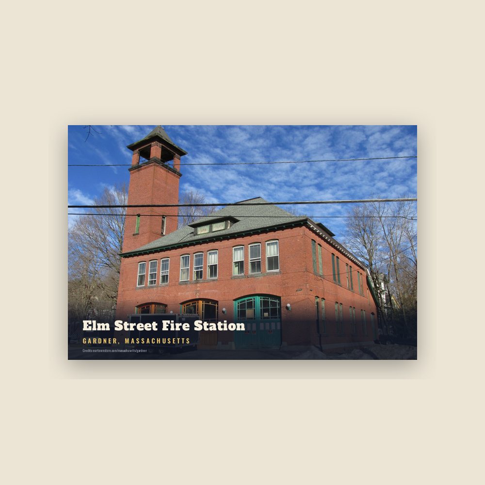 Gardner Elm Street Fire Station Postcard