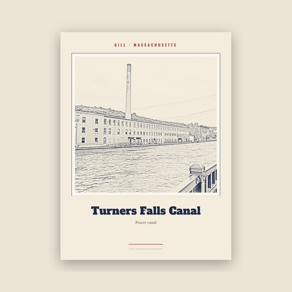 Gill Turners Falls Canal Landmark Print