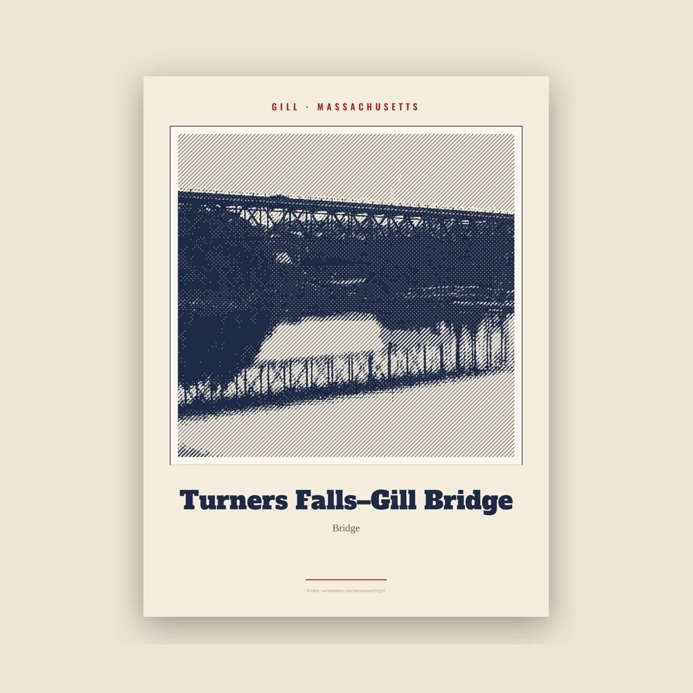 Gill Turners Falls–Gill Bridge Landmark Print