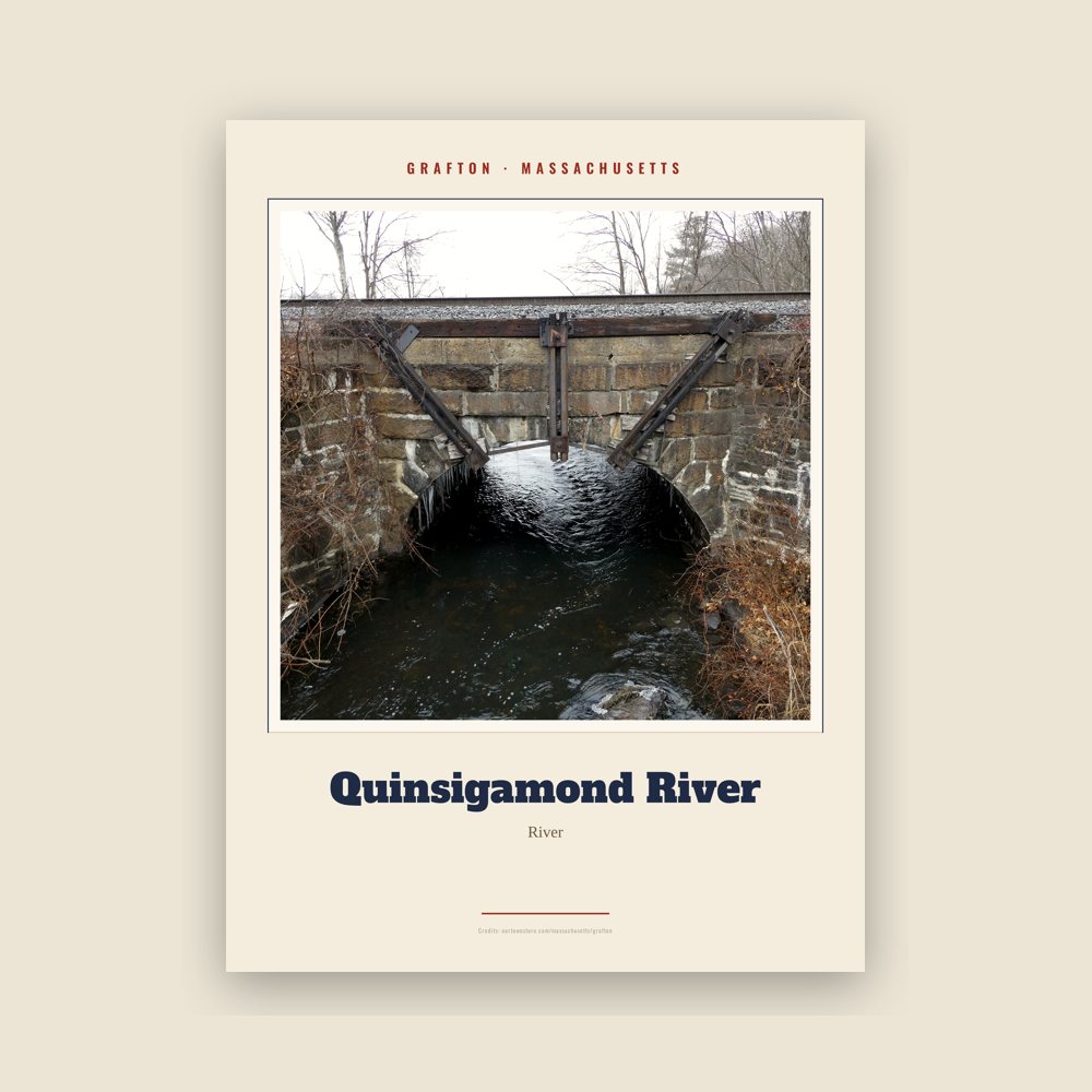 Grafton Quinsigamond River Landmark Print
