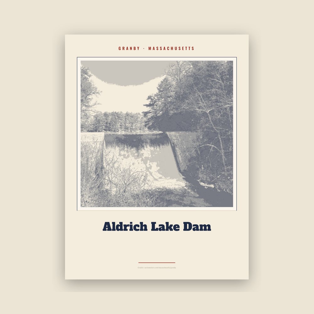 Granby Aldrich Lake Dam Landmark Print