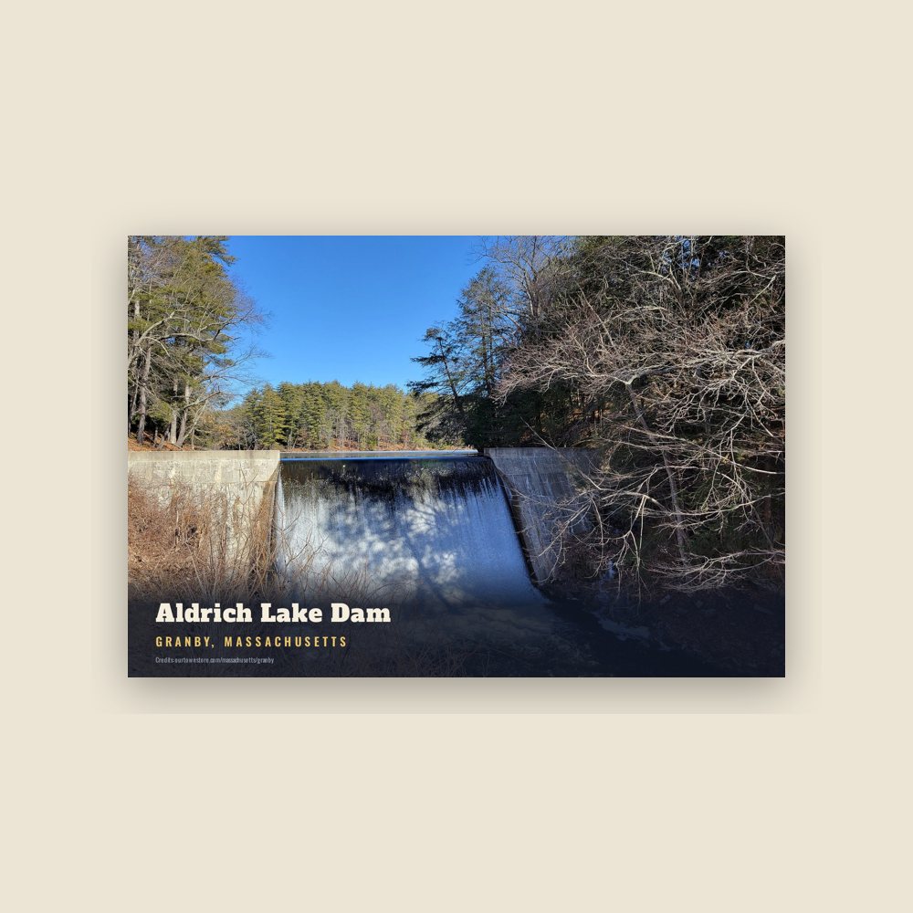 Granby Aldrich Lake Dam Postcard
