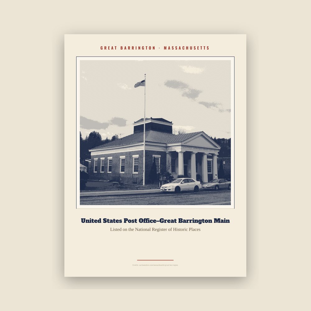 Great Barrington United States Post Office–Great Barrington Main Landmark Print