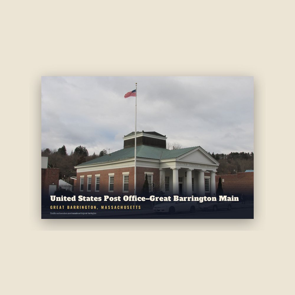 Great Barrington United States Post Office–Great Barrington Main Postcard