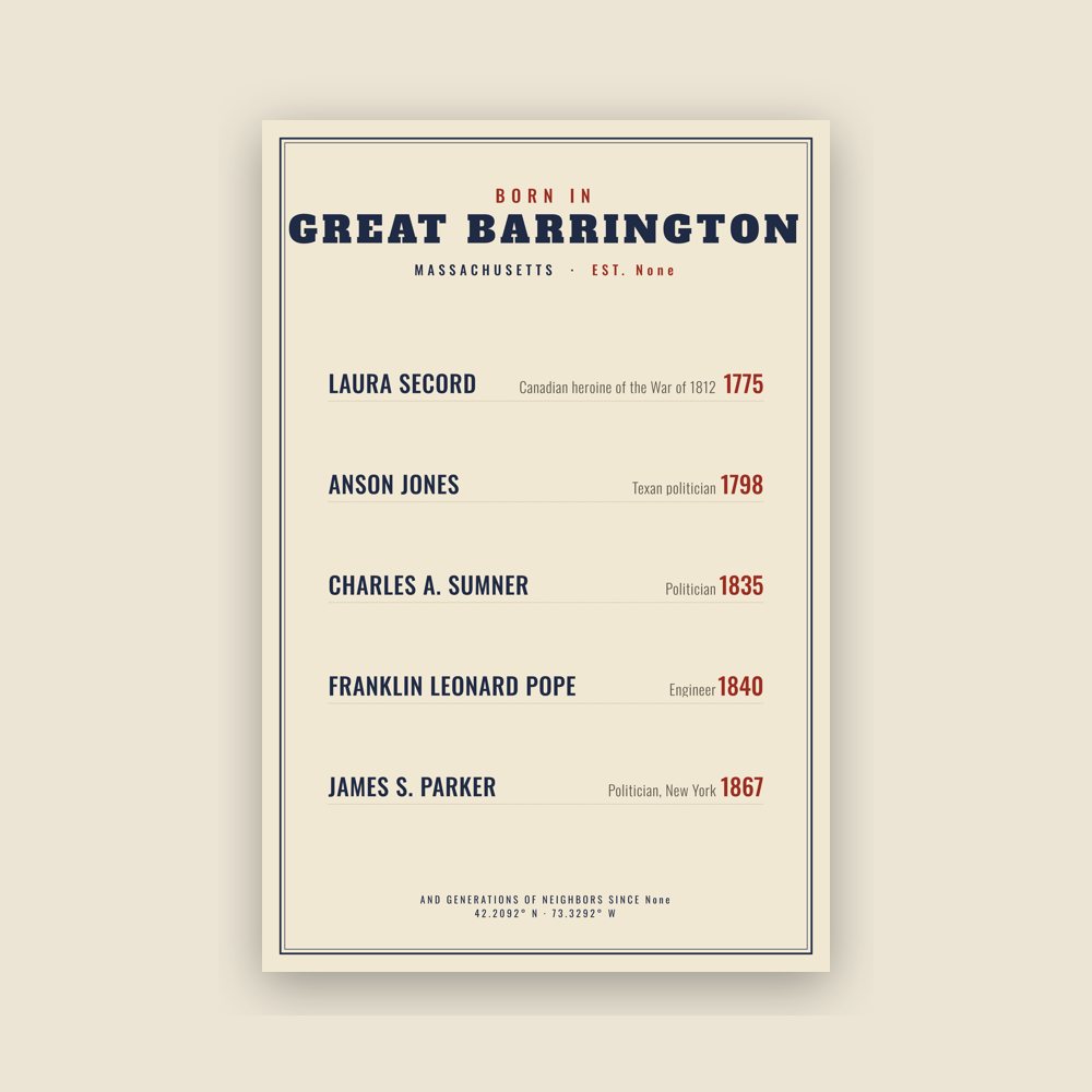 Great Barrington “Born In” Poster