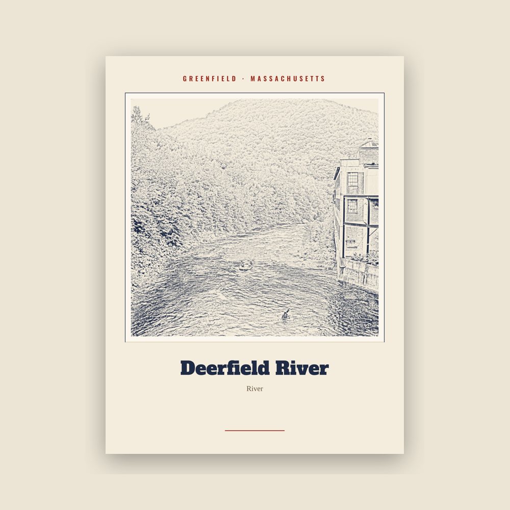 Greenfield Deerfield River Landmark Print
