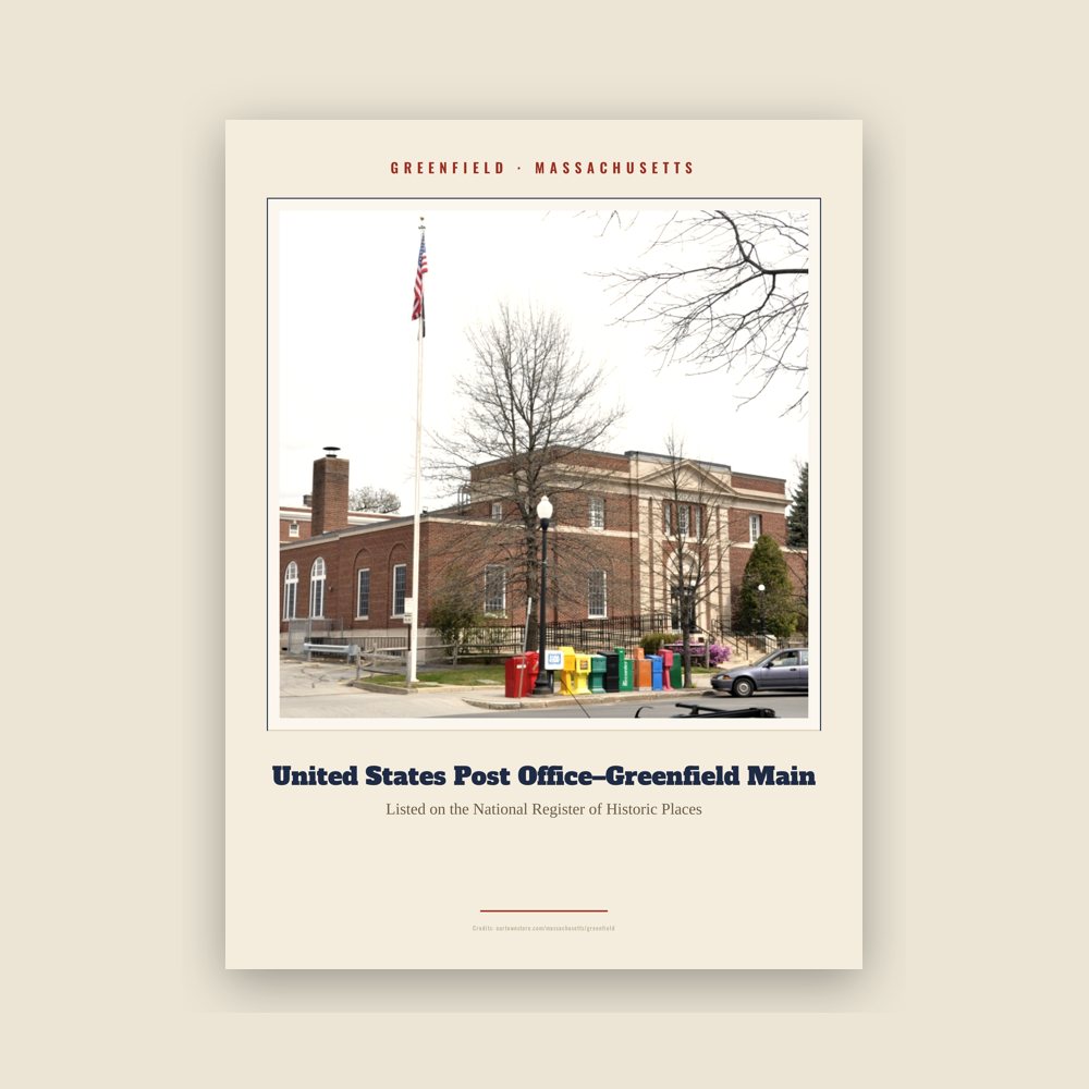 Greenfield United States Post Office–Greenfield Main Landmark Print
