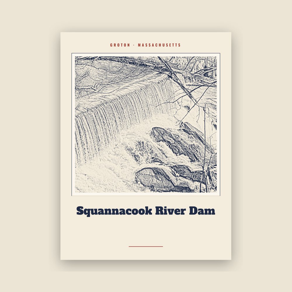 Groton Squannacook River Dam Landmark Print